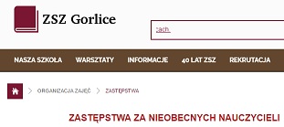 Zastępstwa za nieobecnych nauczycieli.